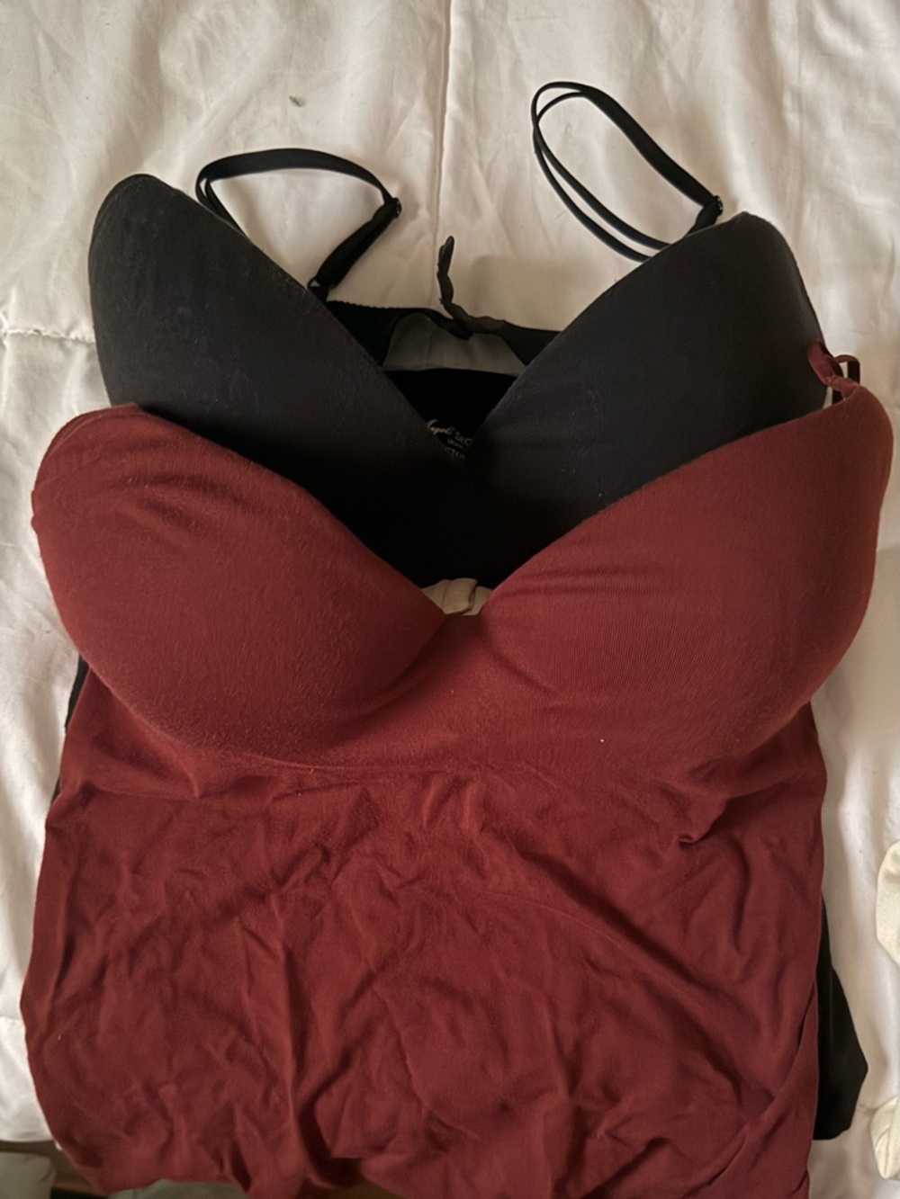 Victoria's Secret Maroon & Black Padded Camisoles with Built-In Bra - Picture 5 of 7